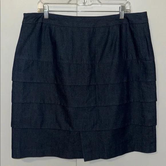 Larry Levine Stretch Denim Blue Tiered Pencil Skirt Women’s 16 - Picture 3 of 4